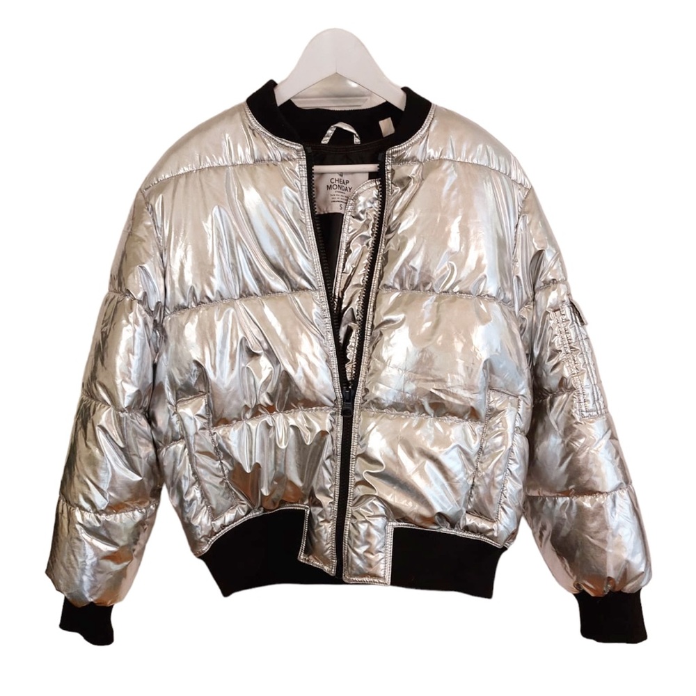 Cheap Monday Risky Silver Bomber Winter Coat